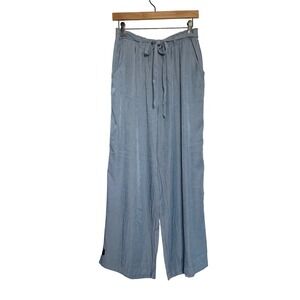 LuLaRoe Dianne Pants Women's S Chambray Blue Wide Leg Summer Coastal Paperbag